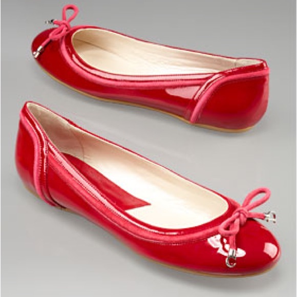CHRISTIAN DIOR Vertigo red patent leather ballerina flats suede pink detail - Picture 10 of 11